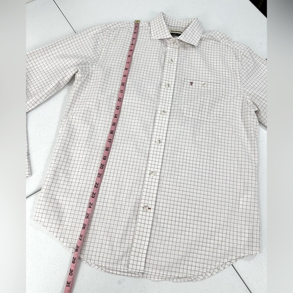 Tom Beckbe Cotton Spread Collar Shirt White Check Long Sleeve Business Casual M - Picture 6 of 11
